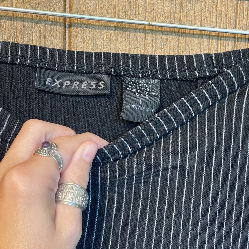 Vintage Express Black and White Striped Mini Skirt